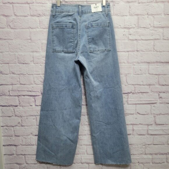 NEW Oat New York High Rise Wide Leg Jeans Size 6/28 Raw Hem Light/Med Wash - Picture 7 of 10